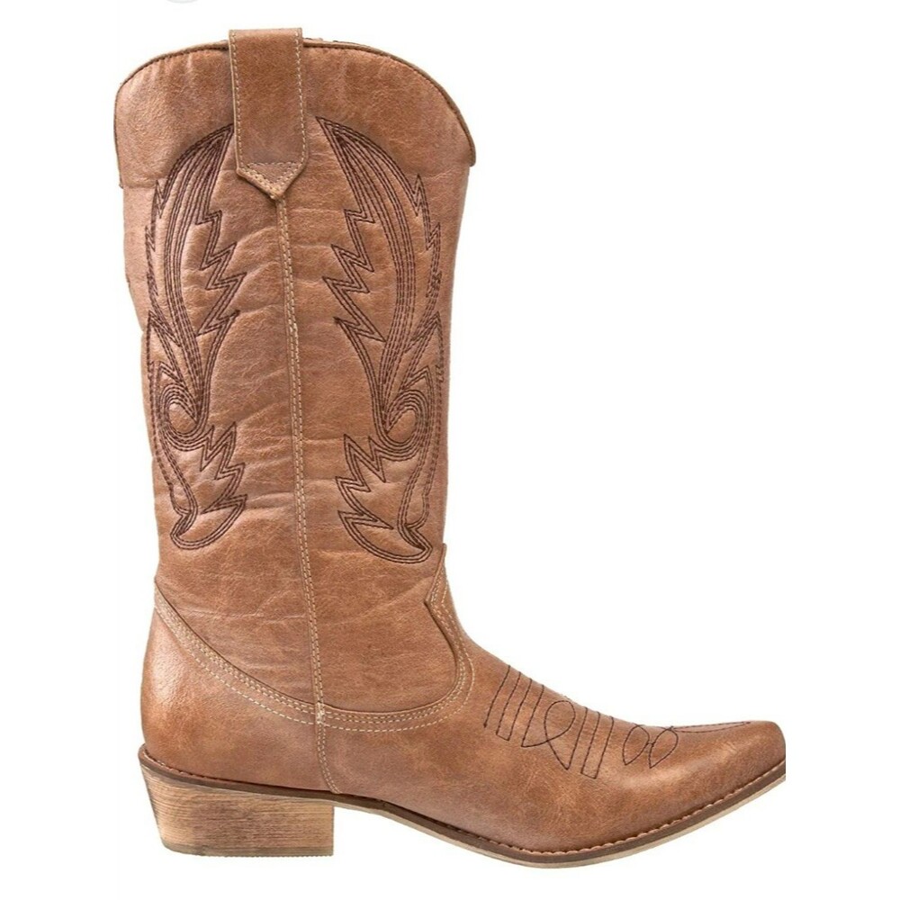 Coconuts by Matisse Gaucho Cowboy Boots Women's 8M Tan Black Stitching Comfort - Picture 13 of 16